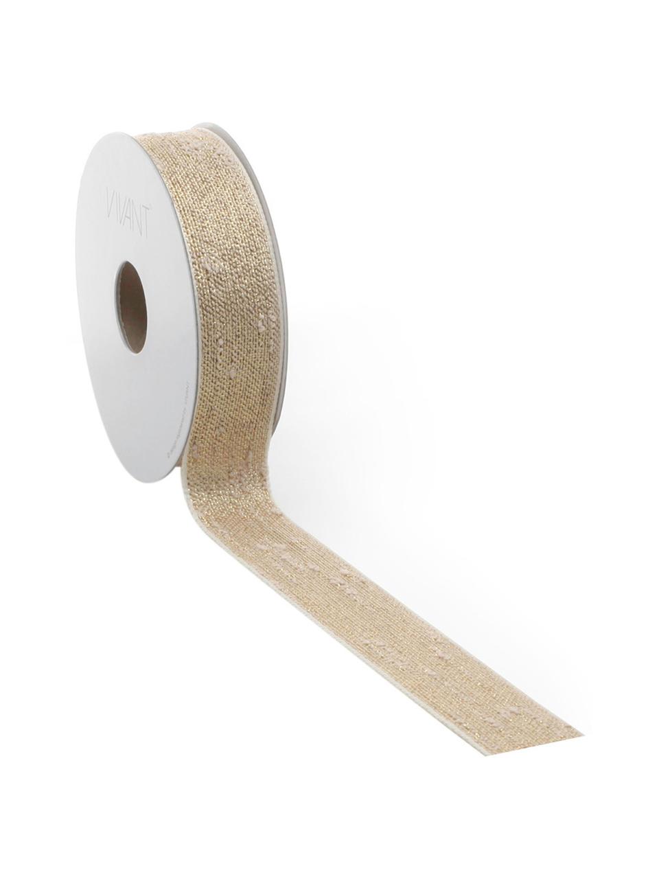 Cadeaulint Boucle met lurex draden, 55% polyester, 45% lurex draad, Goudkleurig, beige, 3 x 1000 cm