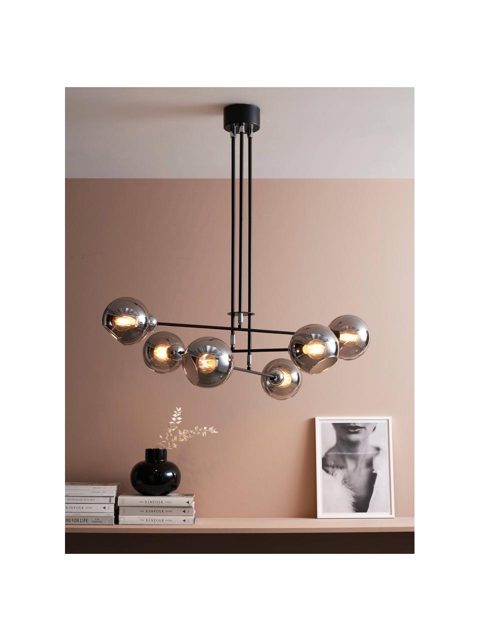 Lampa wisząca ze szklanymi kloszami Cooper, Czarny, S 90 x W 100 cm