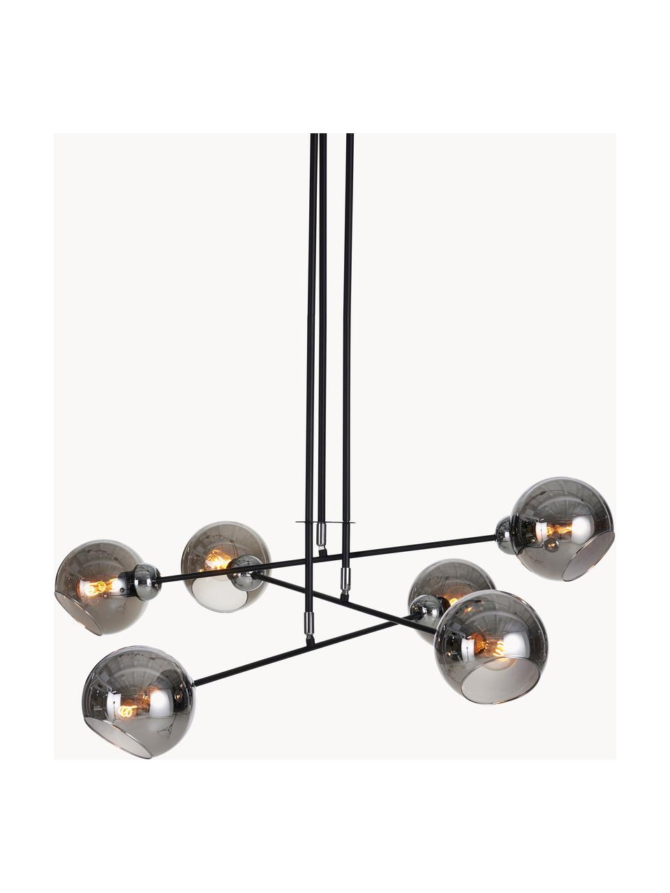 Lampada a sospensione con sfere di vetro Cooper, Paralume: vetro, Struttura: metallo rivestito, Nero, Larg. 90 x Alt. 100 cm