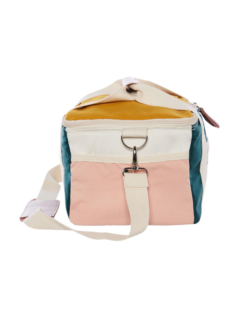 Koeltas Retro, 40% katoen, 40% polyester, 15% gerecycled PVC, 5% leer, Mosterdgeel, wit, smaragdgroen, roze, bruin, B 32 x H 20 cm