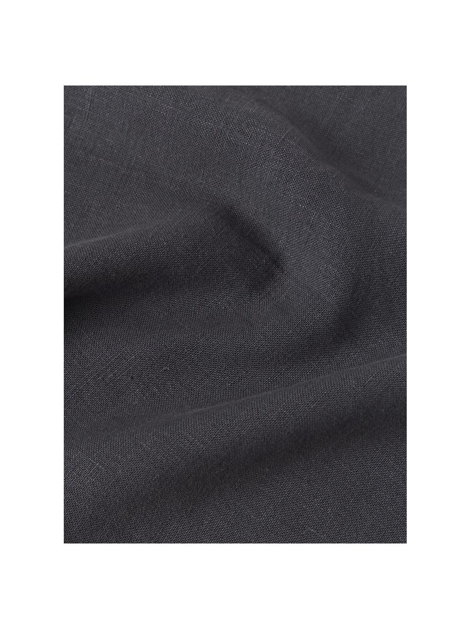 Housse de coussin rectangulaire lin gris graphite Lanya, 100 % pur lin, Noir, larg. 30 x long. 50 cm