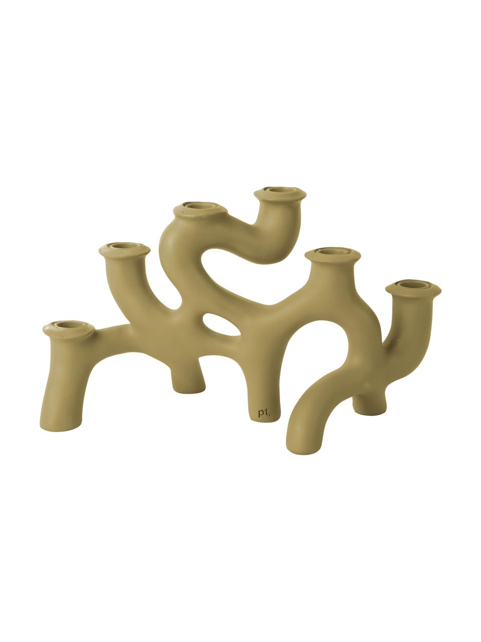 Candelabro beige dalla forma organica Swirl, Poliresina, Beige, Larg. 35 x Alt. 20 cm