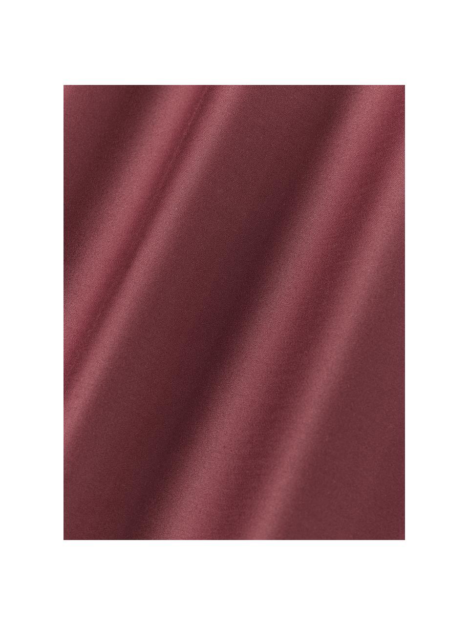 Lenzuolo con angoli topper in raso di cotone Premium, Rosso vino, Larg. 90 x Lung. 200 cm, Alt. 15 cm