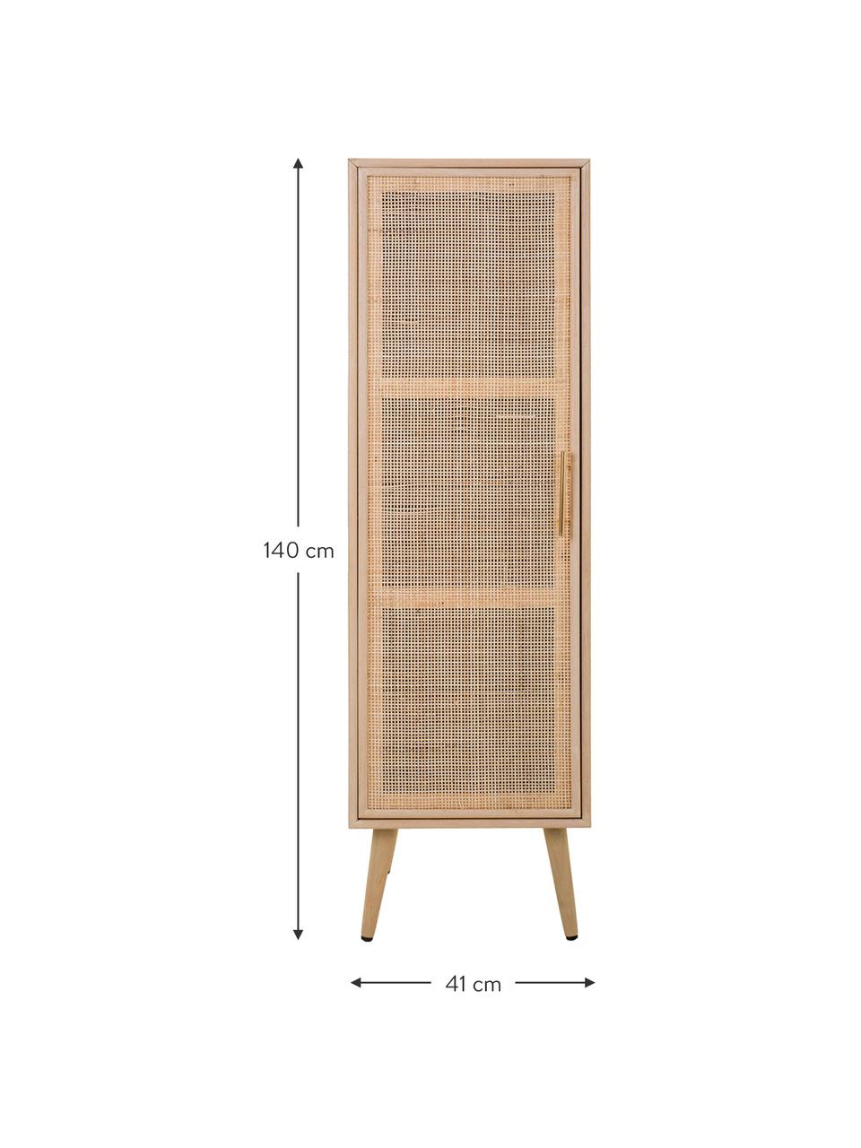 Chiffonnier estrecho de madera Cayetana, Madera, Madera clara, An 41 x Al 140 cm