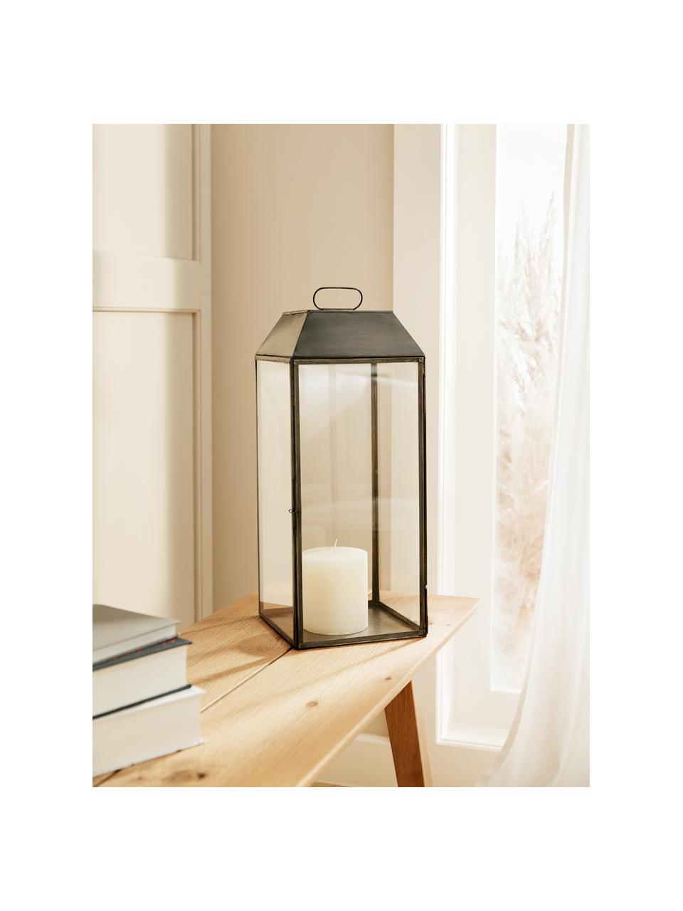 Veľký lampáš z kovu Gagriel, Odtiene striebornej so zastaralým efektom, Š 20 x V 48 cm