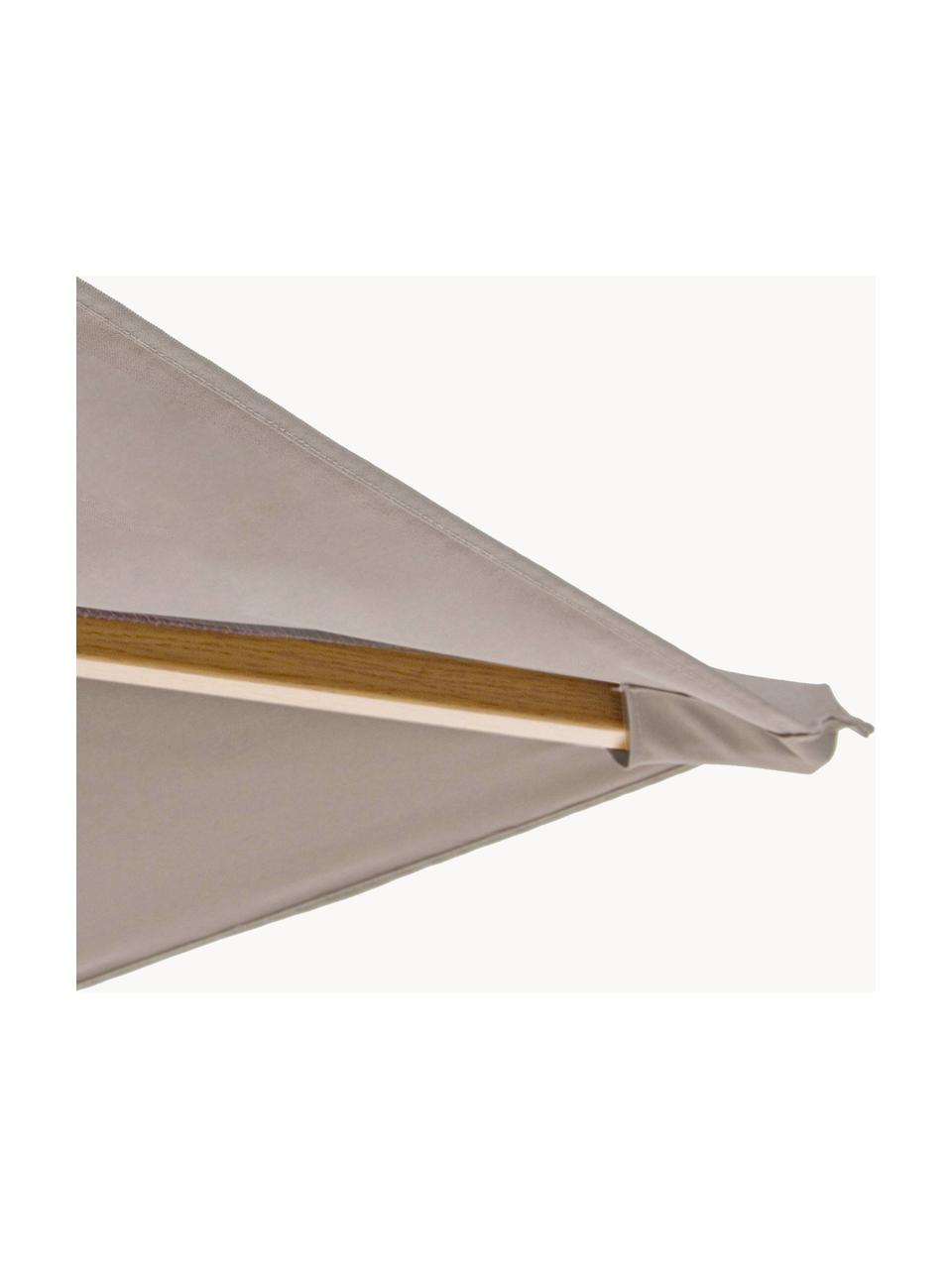 Parasol Eclipse, Ø 300 cm, Bekleding: polyester met ventilatie, Frame: aluminium in hout look, Beige, houtlook, Ø 300 x H 260 cm