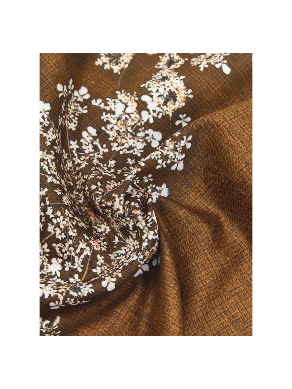 Baumwollsatin-Bettwäsche Lauren mit Blüten-Muster, Webart: Satin Baumwollsatin wird , Zimtbraun, 200 x 200 cm + 2 Kissen 80 x 80 cm