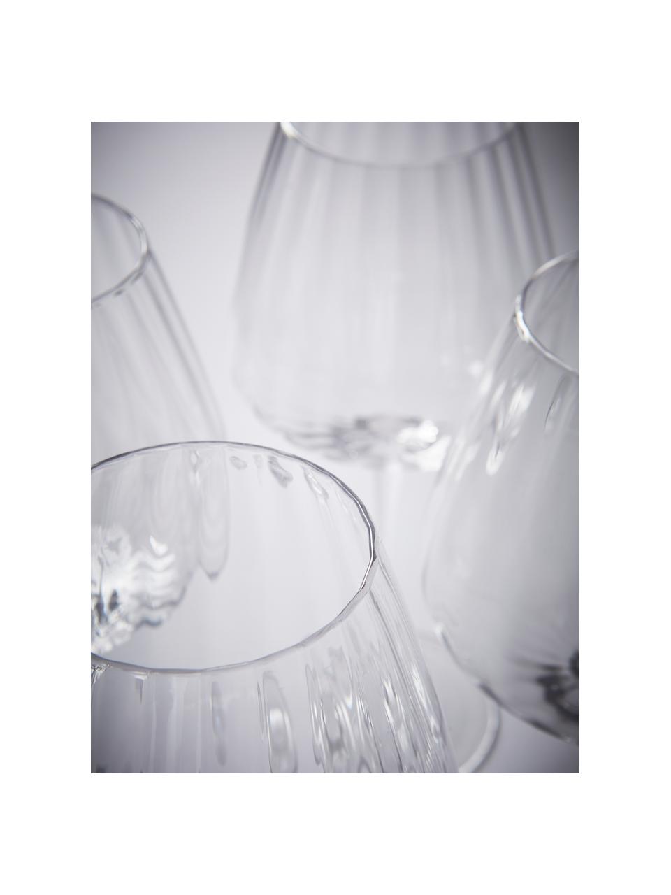 Bicchiere vino rosso con struttura scanalata Akia 4 pz, Vetro, Trasparente, Ø 10 x Alt. 24 cm