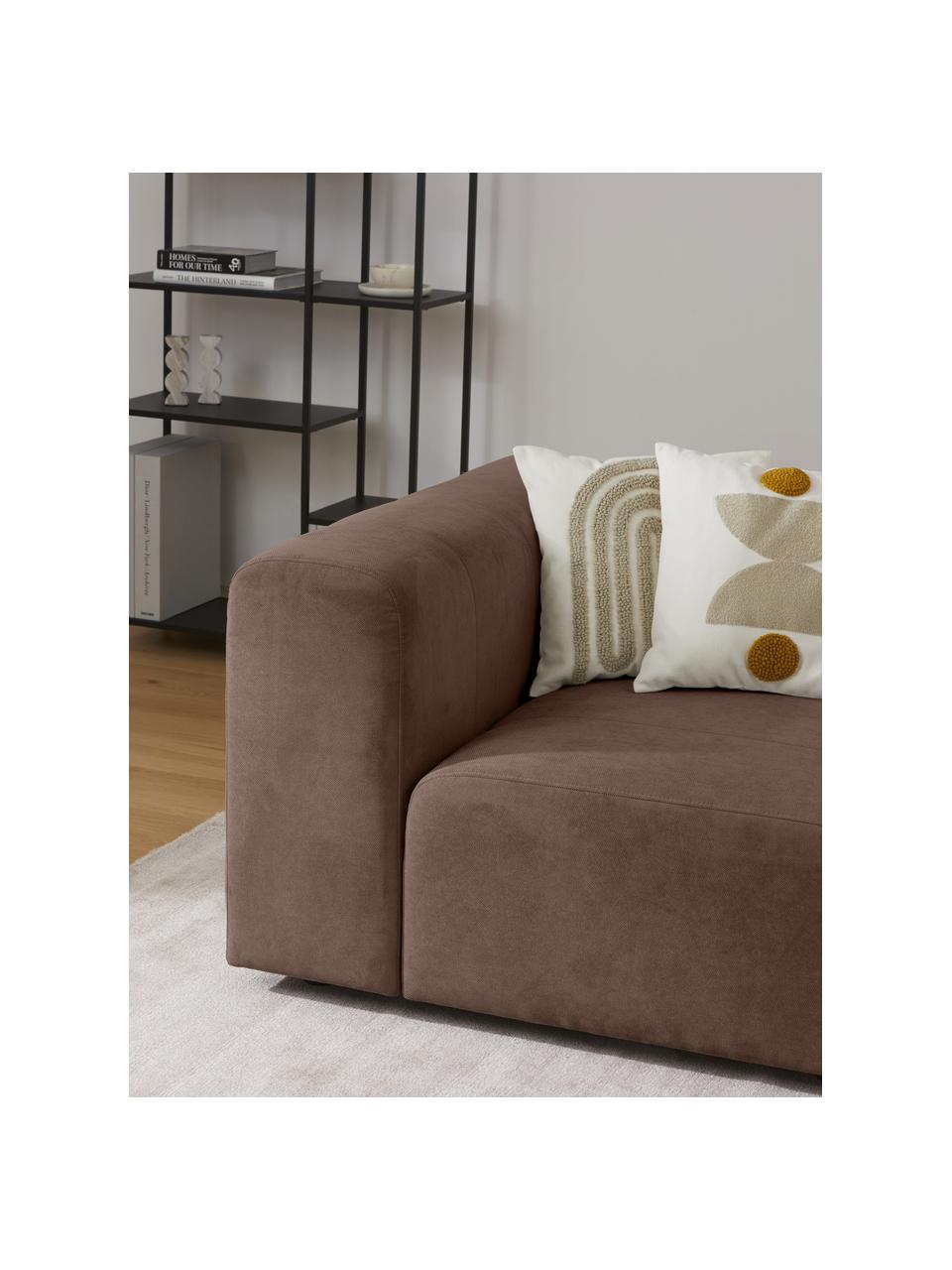 Sofa modułowa Lena (3-osobowa), Tapicerka: tkanina (88% poliester, 1, Stelaż: drewno sosnowe, sklejka, , Nogi: tworzywo sztuczne, Ciemnobrązowa tkanina, S 209 x G 106 cm