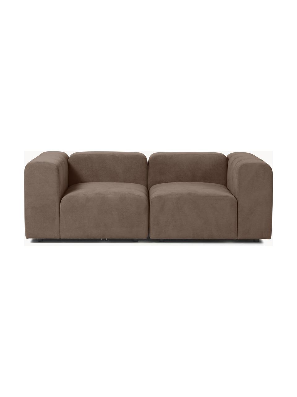 Modulares Sofa Lena (3-Sitzer), Bezug: Webstoff (88% Polyester, , Gestell: Kiefernholz, Schichtholz,, Webstoff Dunkelbraun, B 209 x T 106 cm