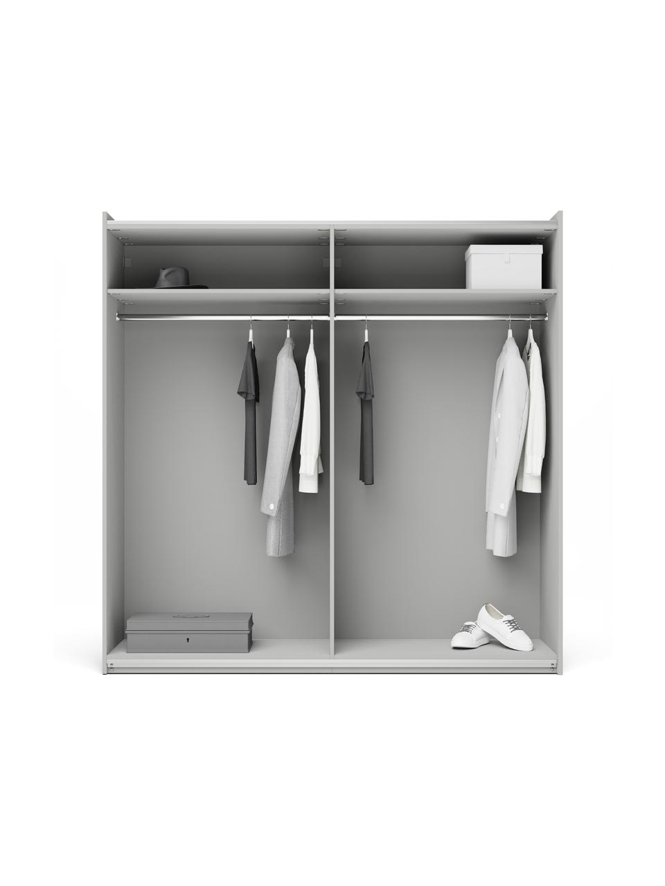 Armario modular Leon, 2 puertas correderas (200 cm), diferentes variantes, Estructura: aglomerado con certificad, Gris, Interior Basic (An 200 x Al 200 cm)
