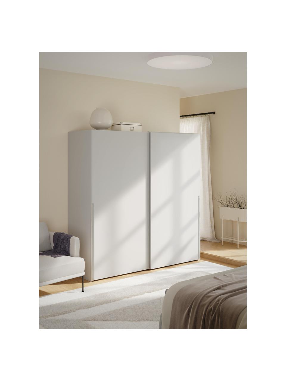 Armario modular Leon, 2 puertas correderas (200 cm), diferentes variantes, Estructura: tablero aglomerado revest, Gris claro, Interior Basic (An 200 x Al 200 cm)