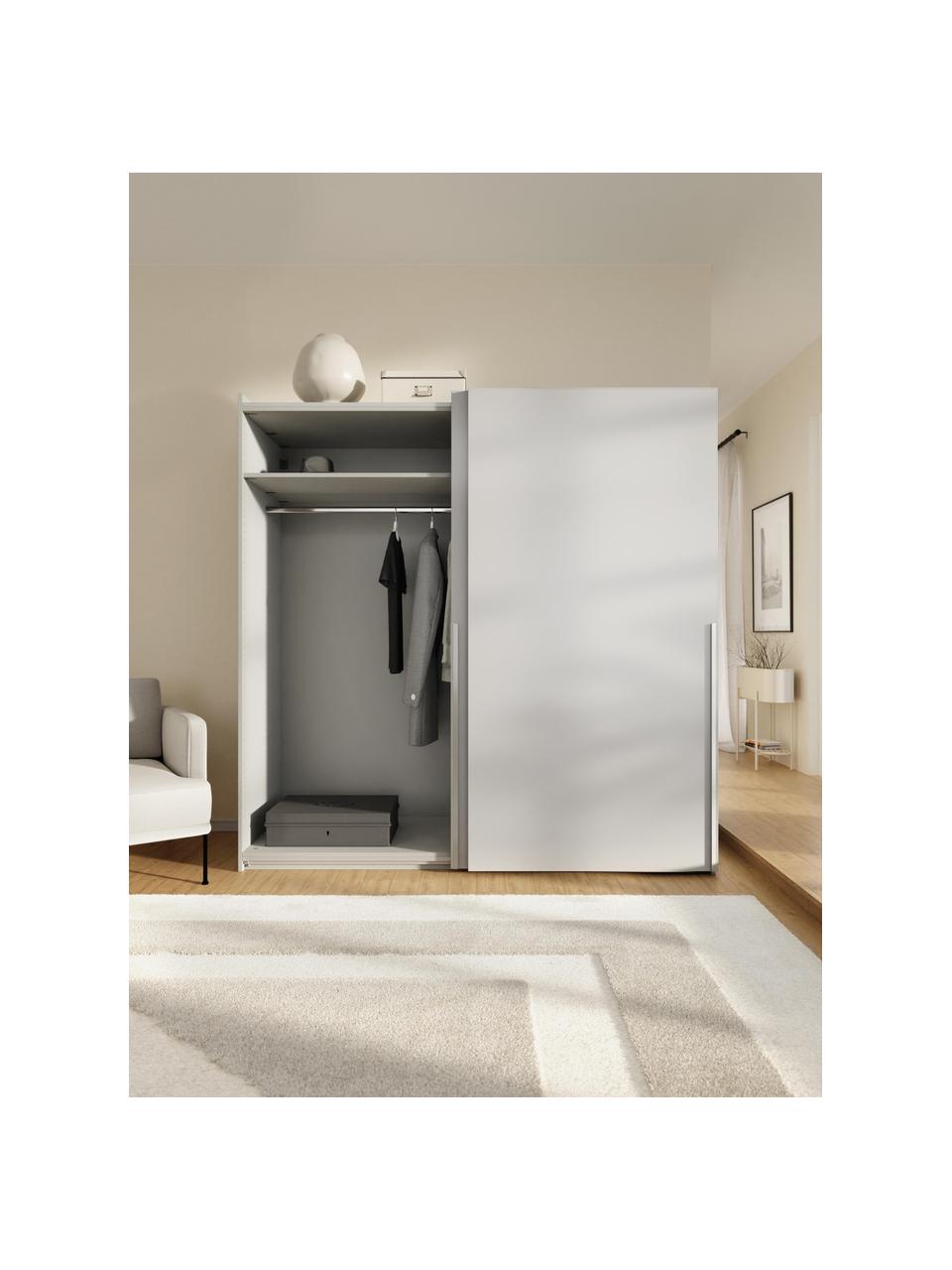 Armario modular Leon, 2 puertas correderas (200 cm), diferentes variantes, Estructura: aglomerado con certificad, Gris claro, Interior Basic (An 200 x Al 200 cm)