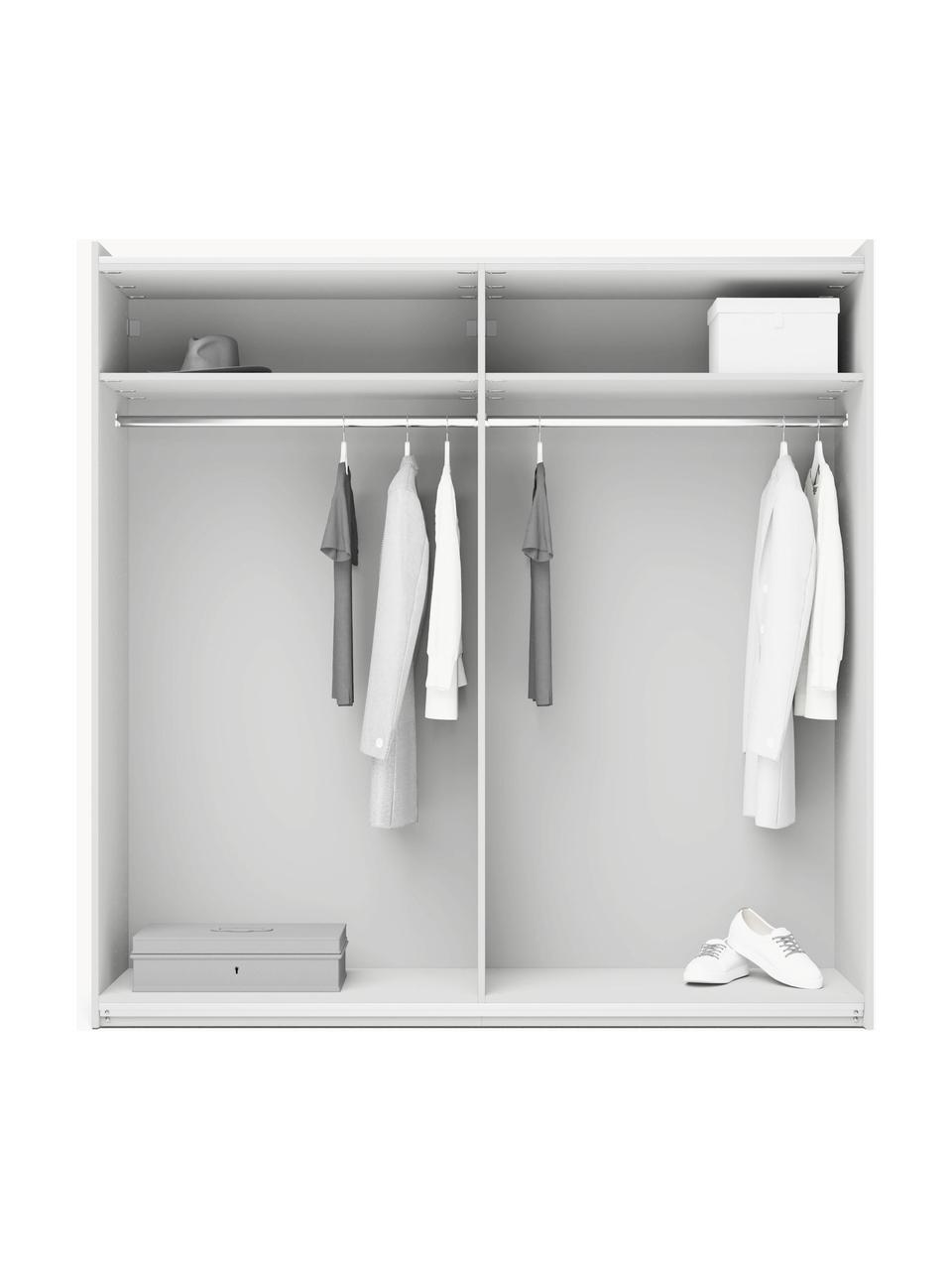 Modulární šatní skříň s posuvnými dveřmi Leon, šířka 200 cm, různé varianty, Světle šedá, Interiér Basic, Š 200 x V 200 cm