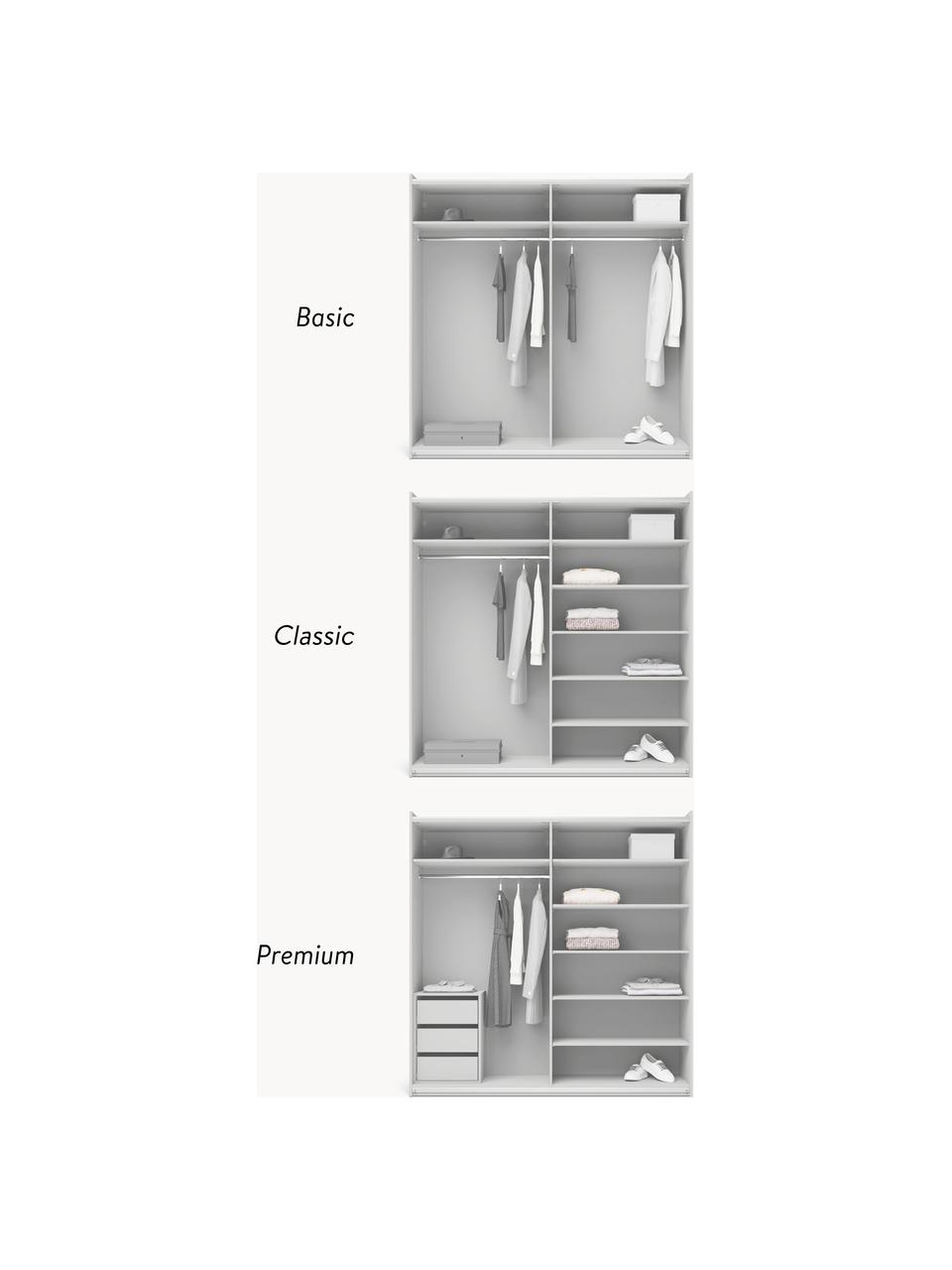 Modularer Schwebetürenschrank Leon, 200 cm Breite, mehrere Varianten, Korpus: Spanplatte, FSC-zertifizi, Hellgrau, Basic Interior, B 200 x H 200 cm