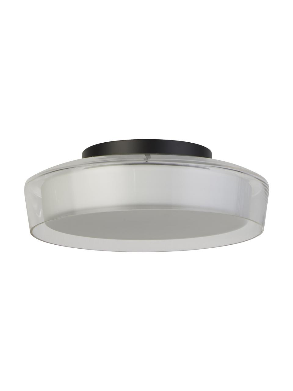 Plafón LED pequeño regulable de vidrio Matt, Pantalla: vidrio, Anclaje: acero recubierto, Blanco, transparente, Ø 30 x Al 10 cm
