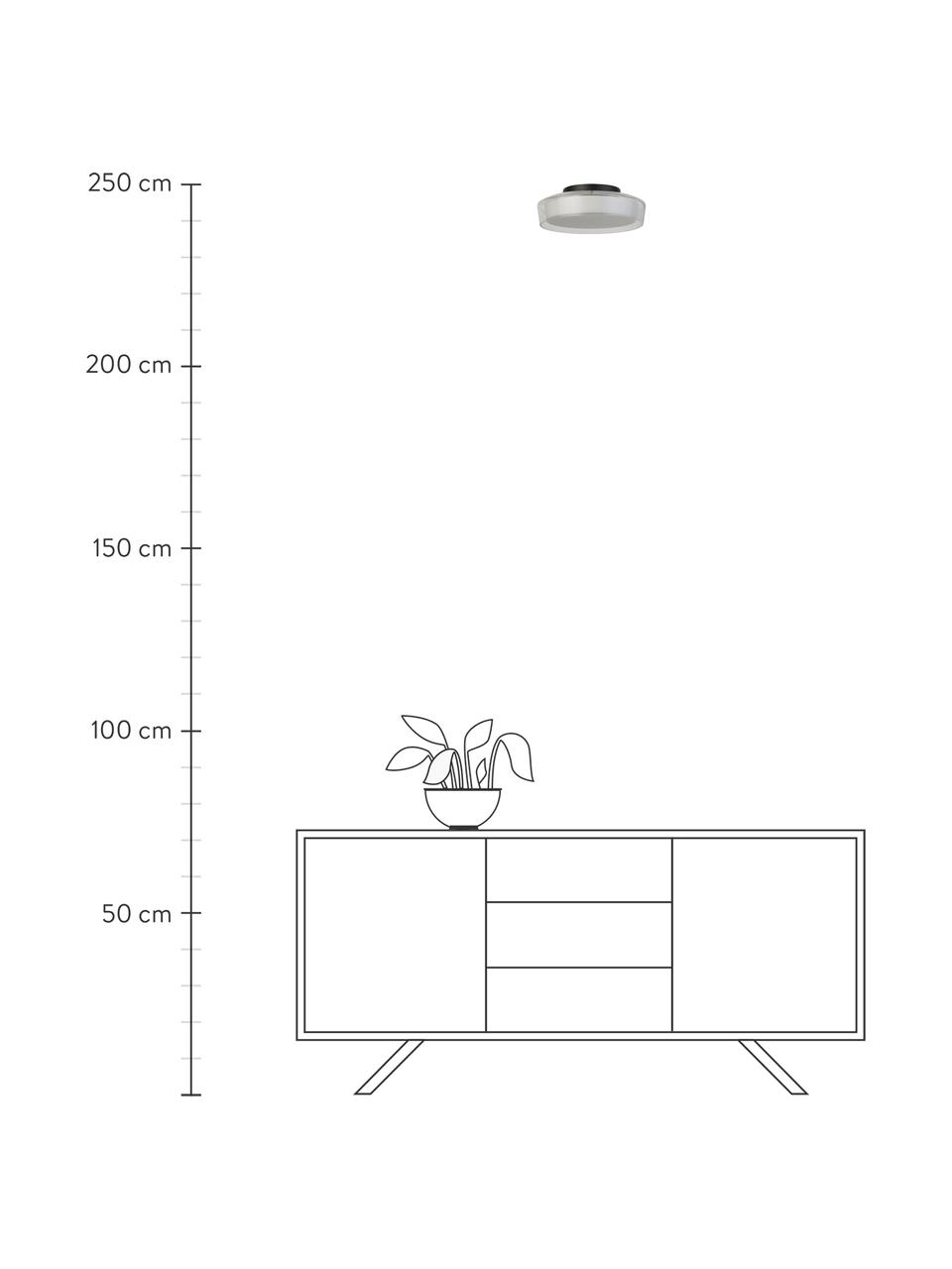 Kleine dimbare LED plafondlamp Matt van glas, Lampenkap: glas, Baldakijn: gecoat staal, Wit, transparant, Ø 30 x H 10 cm