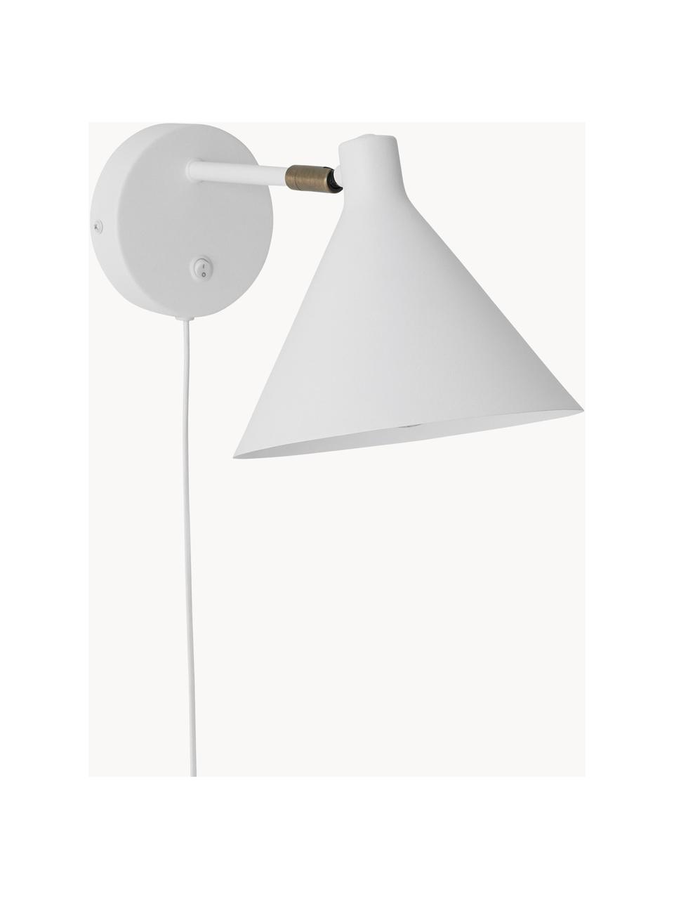 Wandlamp Jordan met stekker, Lampenkap: gecoat metaal, Wit, B 20 x D 31 cm