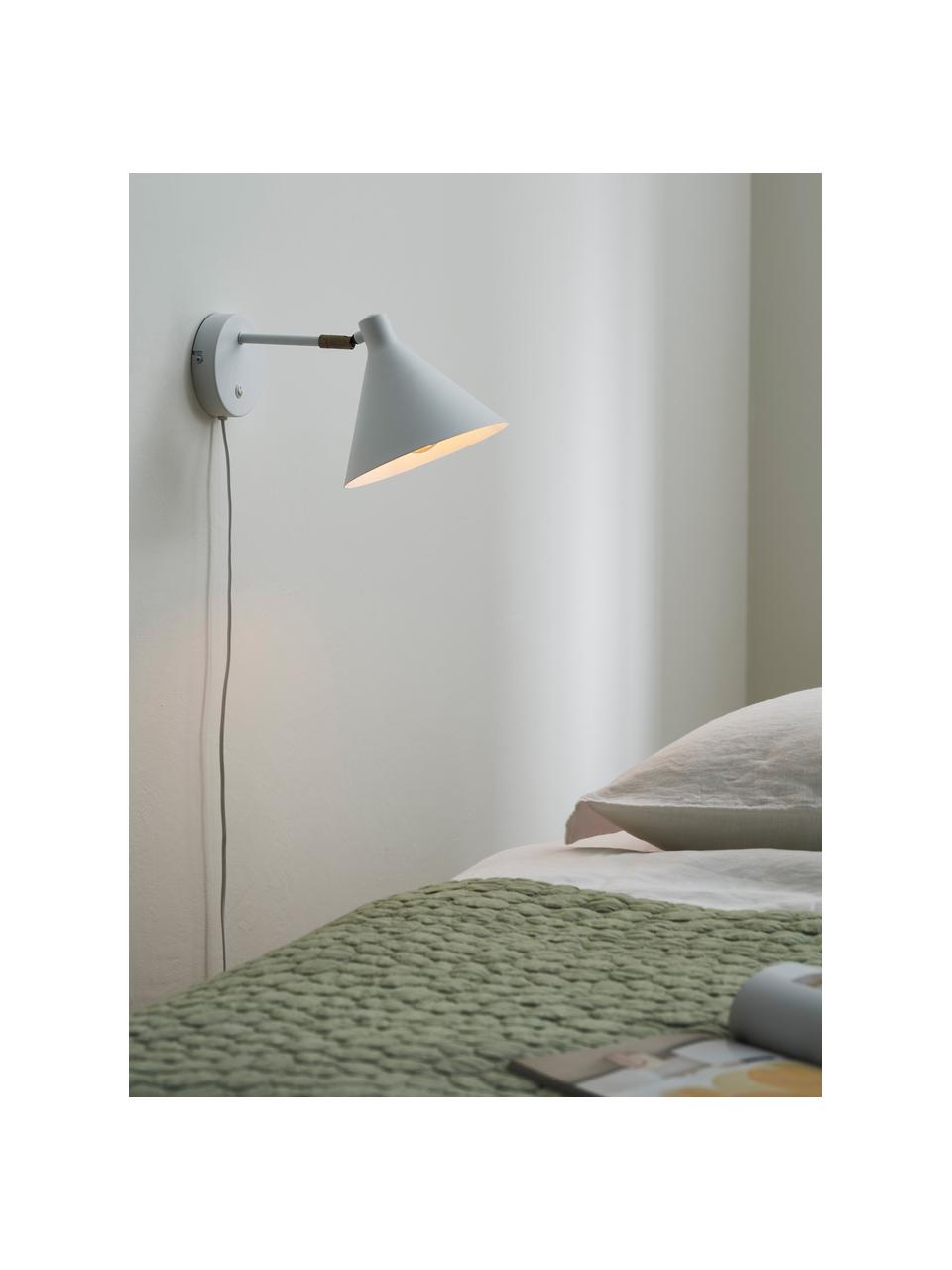 Wandlamp Jordan met stekker, Lampenkap: gecoat metaal, Wit, B 20 x D 31 cm