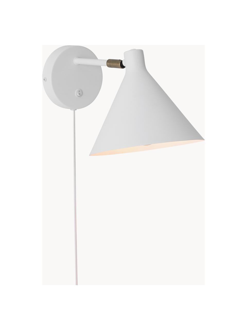 Wandlamp Jordan met stekker, Lampenkap: gecoat metaal, Wit, B 20 x D 31 cm