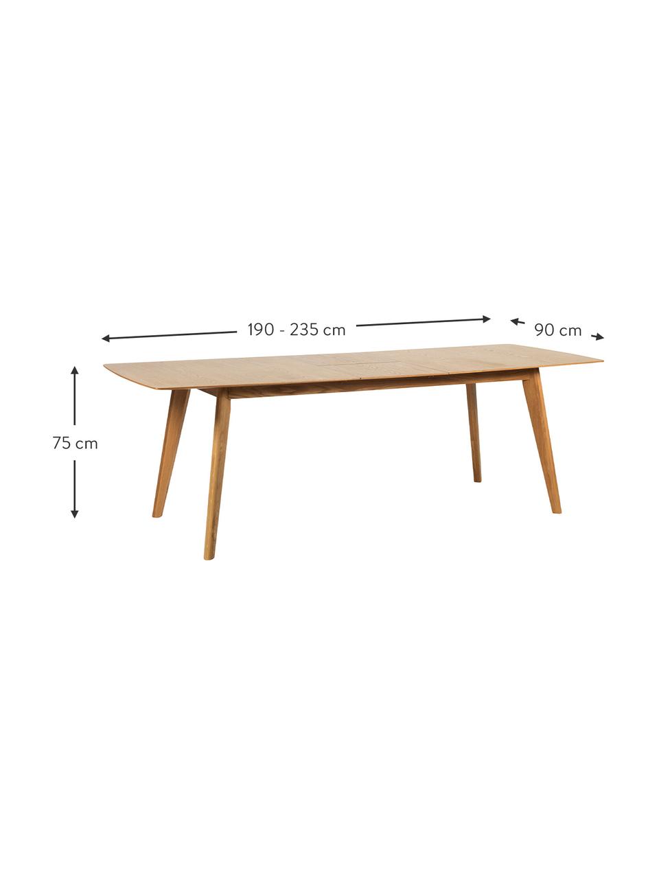 Rozkladací jedálenský stôl Cirrus, 190 - 235 x 90 cm, Dubové drevo, matná, Š 190 do 235 x H 90 cm