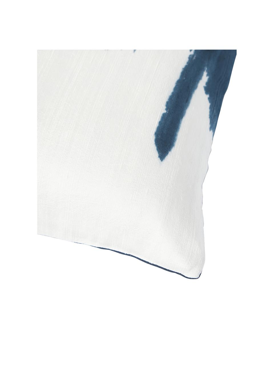 Kussenhoes Aryane uit zijde, Blauw, wit, B 45 x L 45 cm