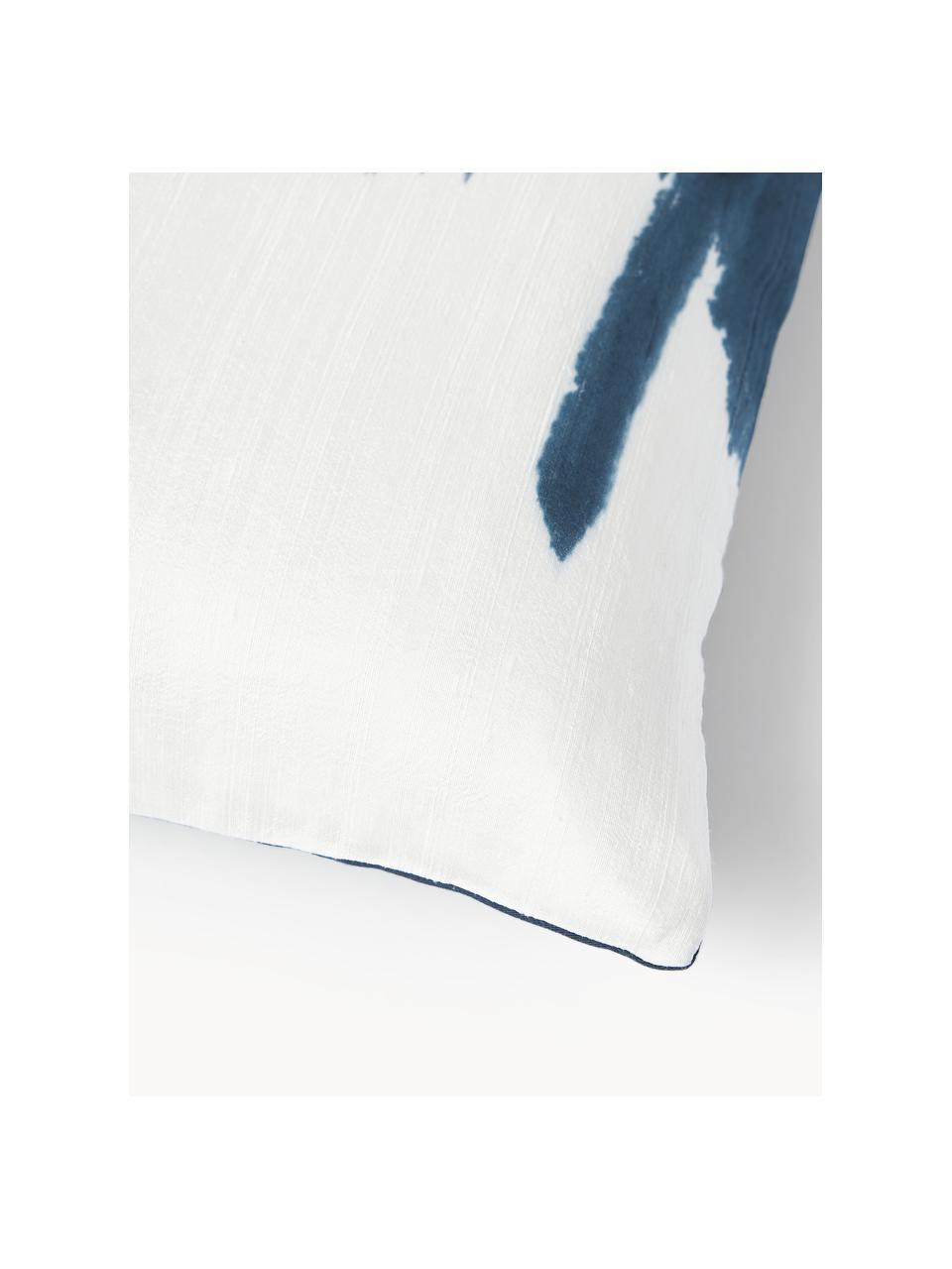 Copricuscino in seta Aryane, Retro: 100% cotone, Blu scuro, bianco, Larg. 45 x Lung. 45 cm