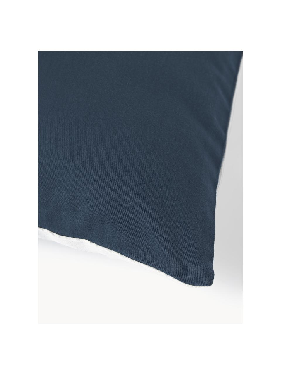 Copricuscino in seta Aryane, Retro: 100% cotone, Blu scuro, bianco, Larg. 45 x Lung. 45 cm