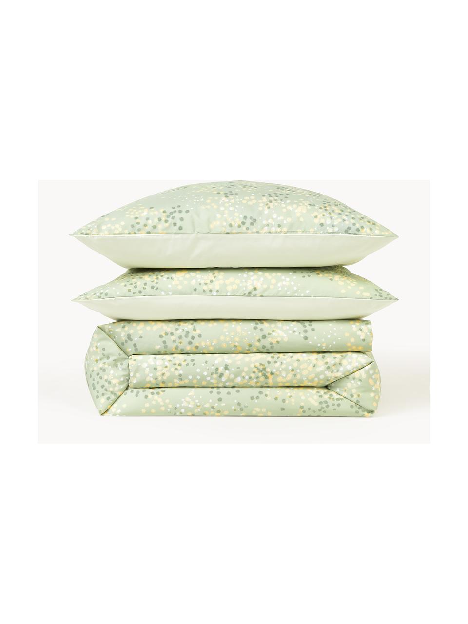 Housse de couette en percale de coton Kiki, Vert clair, vert, jaune, larg. 200 x long. 200 cm