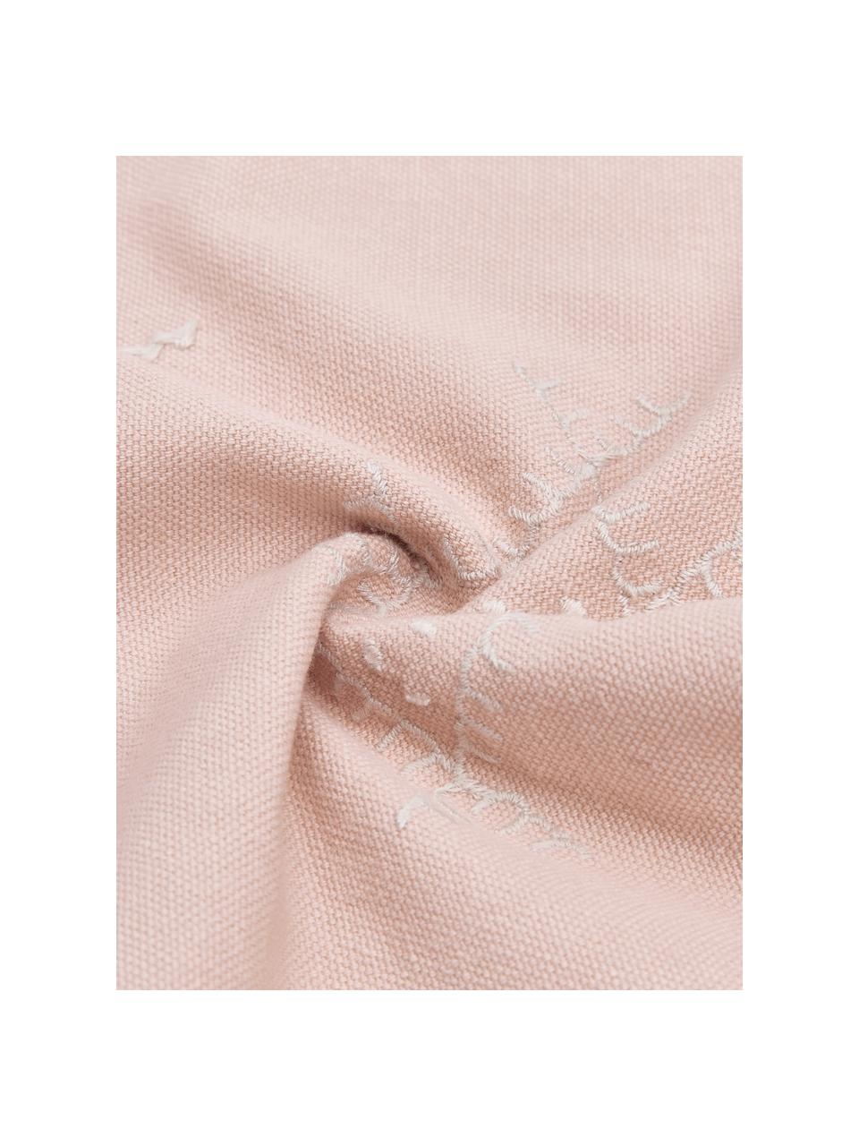 Housse de coussin ethno brodée Huata, Rose, taupe, beige