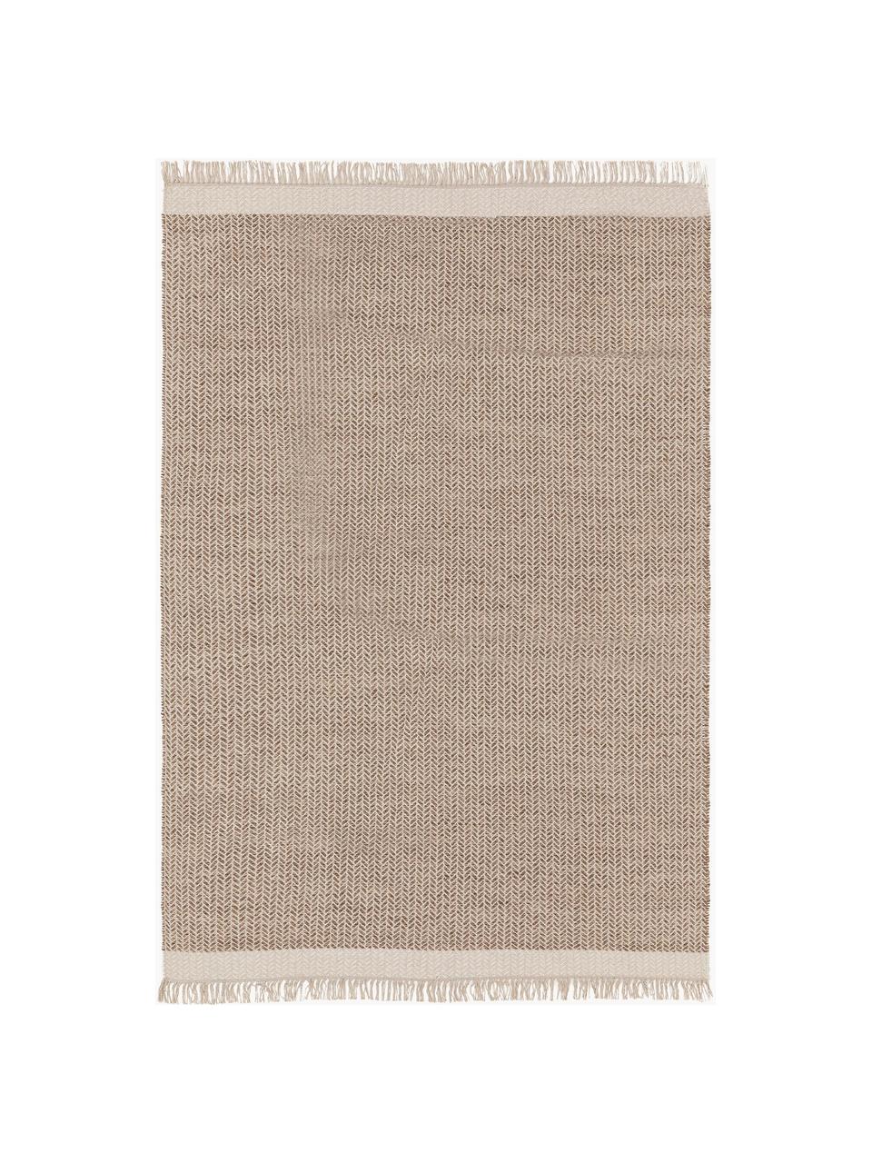 Ručne tkaný vlnený koberec so strapcami Kim, 80 % vlna, 20 %  polyester

V prvých týždňoch používania môžu vlnené koberce uvoľňovať vlákna, tento jav zmizne po niekoľkých týždňoch používania, Odtiene běžovej, Š 200 x D 300 cm (veľkosť L)