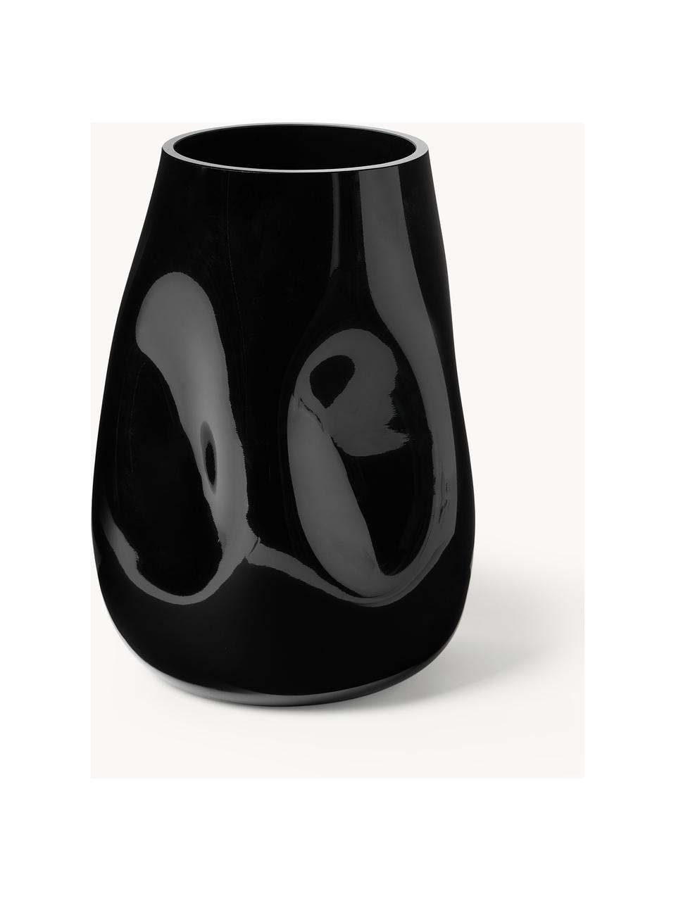 Mundgeblasene Glas-Vase Obsidian, H 26 cm, Glas, Schwarz, Ø 18 x H 26 cm