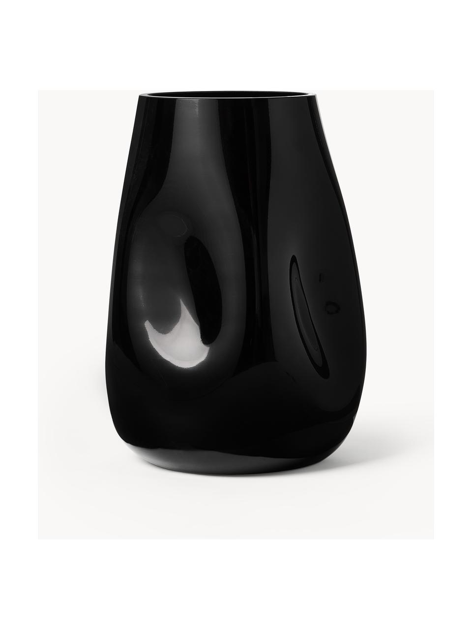 Mondgeblazen glazen vaas Obsidian, H 26 cm, Glas, Zwart, Ø 18 x H 26 cm