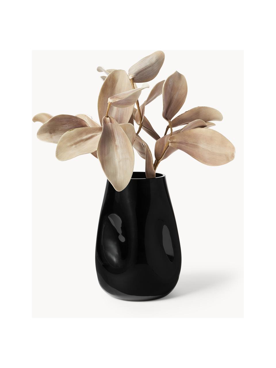 Mundgeblasene Glas-Vase Obsidian, H 26 cm, Glas, Schwarz, Ø 18 x H 26 cm