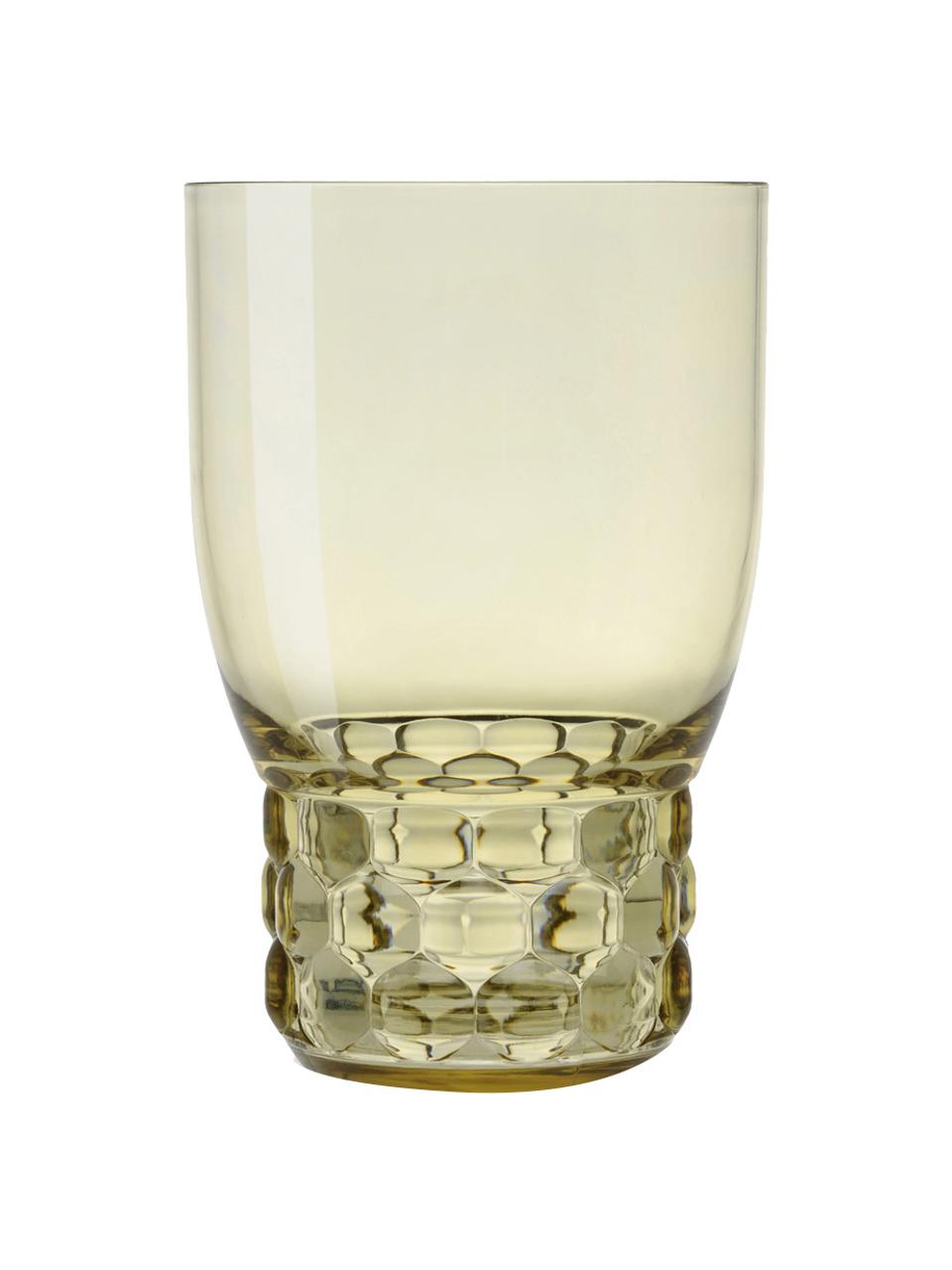 Verres à eau avec surface texturée Jellies, 4 pièces, Plastique, Vert clair, transparent, Ø 9 x haut. 13 cm, 460 ml
