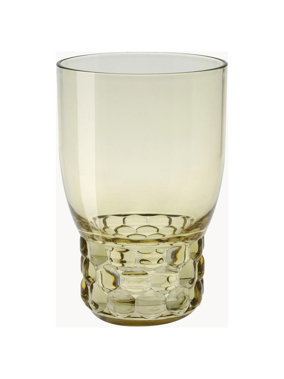 Verres à eau avec surface texturée Jellies, 4 pièces, Plastique, Vert clair, Ø 9 x haut. 13 cm, 460 ml