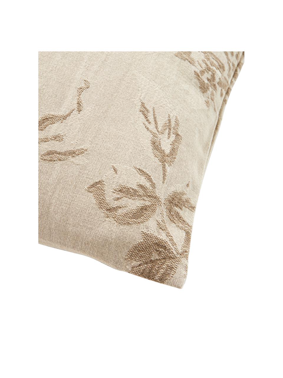 Baumwoll-Kissenhülle Breight mit gewebtem Jacquard-Muster, 100 % Baumwolle, Braun, Beige, B 50 x L 50 cm