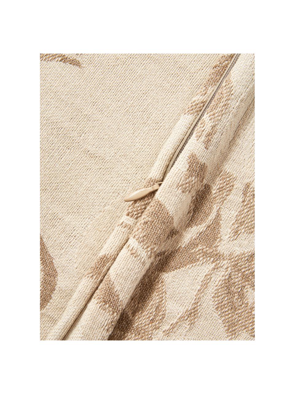 Katoenen kussenhoes Breight met geweven jacquardpatroon, 100% katoen, Bruin, beige, B 50 x L 50 cm