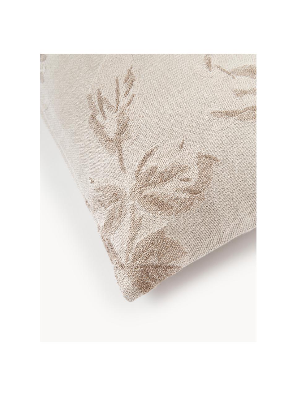 Baumwoll-Kissenhülle Breight mit gewebtem Jacquard-Muster, 100 % Baumwolle, Hellbeige, Braun, B 50 x L 50 cm