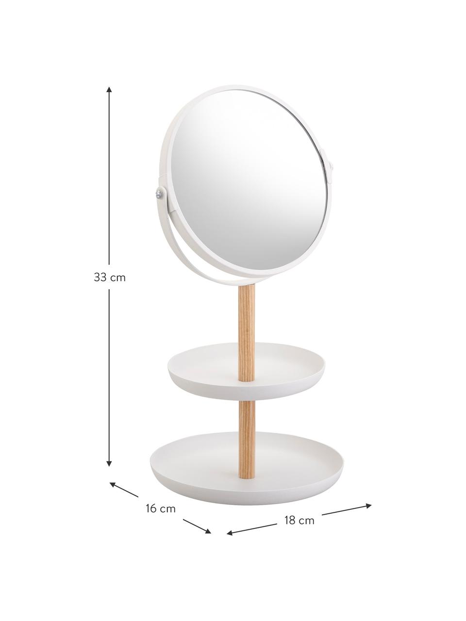 Espejo tocador redondo Tosca, con aumento, Estructura: madera, Espejo: cristal, Blanco, madera clara, An 18 x Al 33 cm