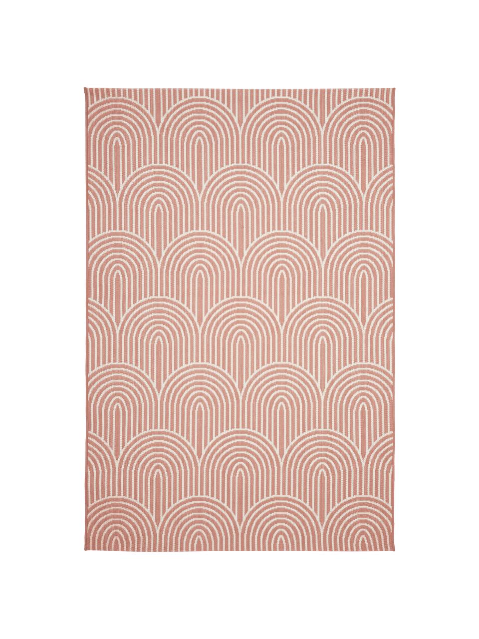 Tapis extérieur rouge corail ethnique Arches, 86 % polypropylène, 14 % polyester, Rouge, blanc, larg. 200 x long. 290 cm (taille L)