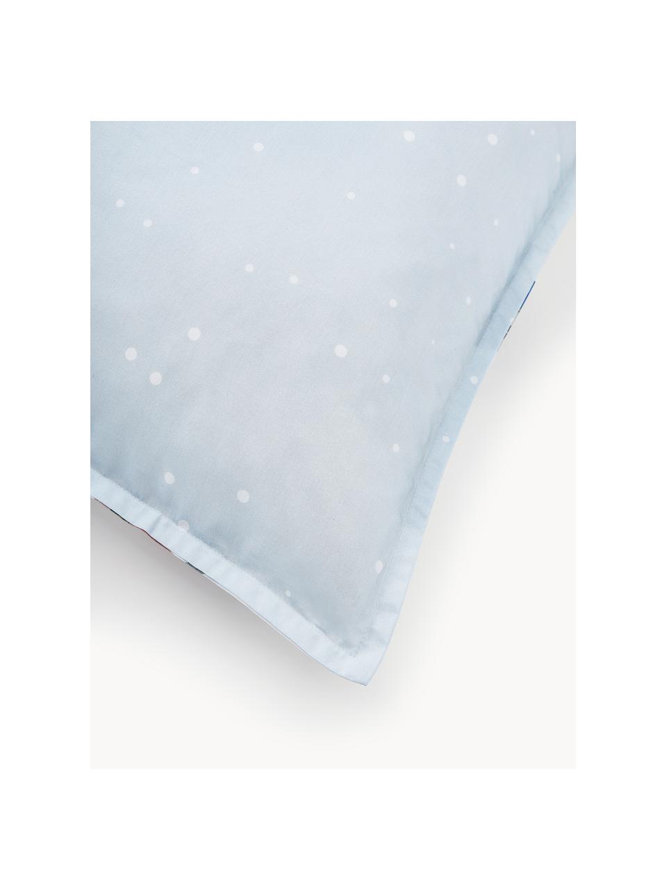 Taie d'oreiller réversible en percale de coton à imprimé hivernal Homecoming, Blanc, imprimé, larg. 50 x long. 70 cm