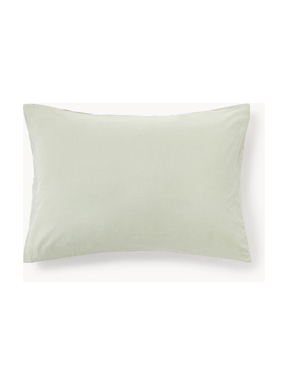 Taie d'oreiller en percale de coton Leonora, Vert olive, larg. 50 x long. 70 cm