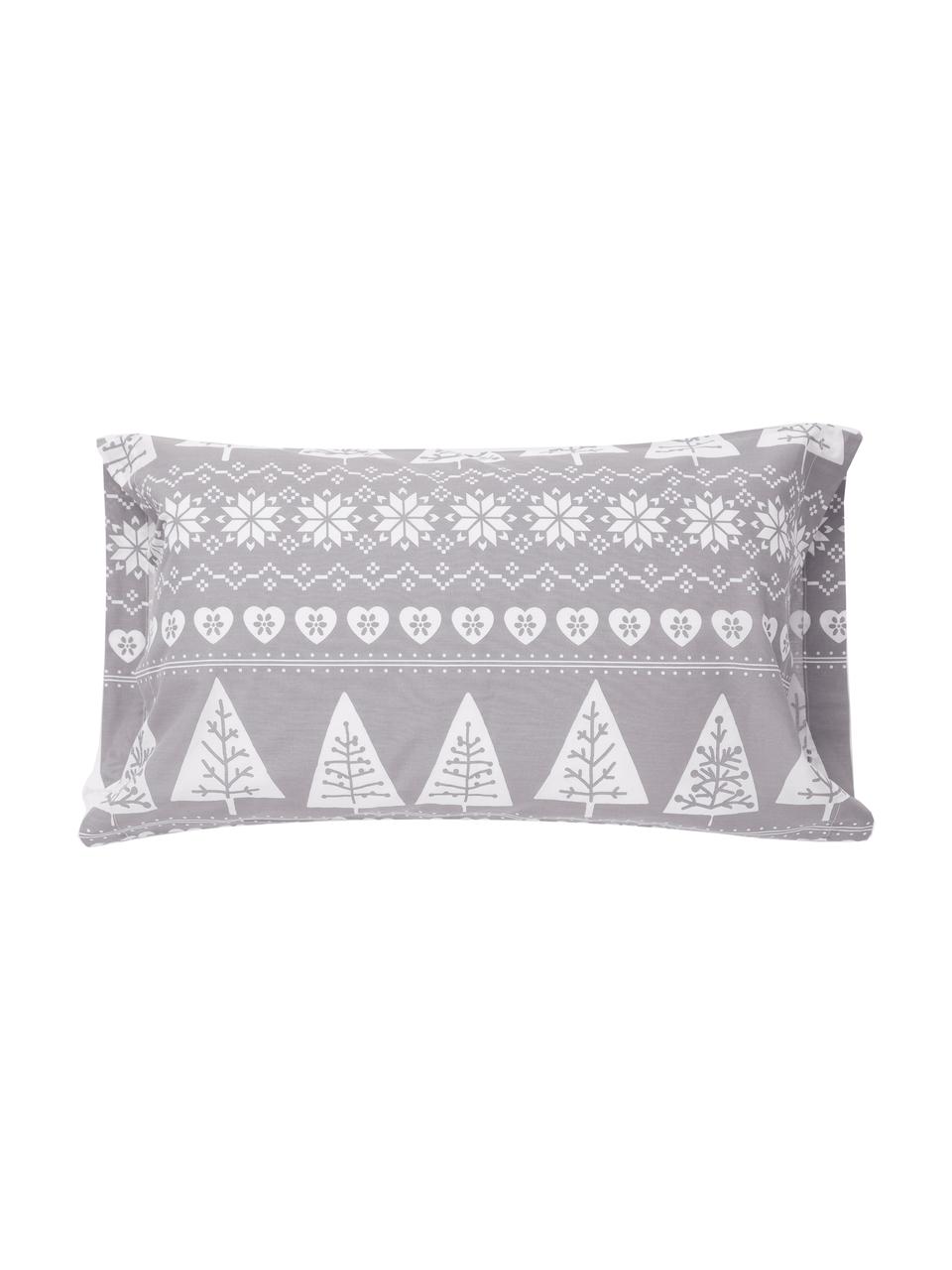 Fundas de almohada Nordic Trees, 2 uds., Algodón, Gris, blanco, An 50 x L 85 cm