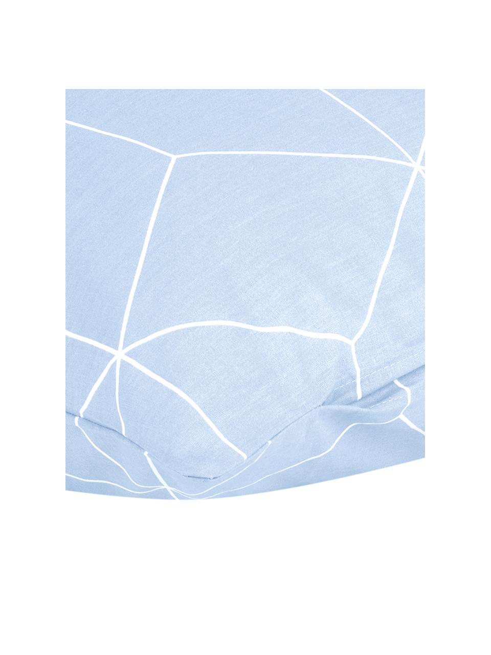 Baumwoll-Kopfkissenbezüge Lynn mit grafischem Muster, 2 Stück, Webart: Renforcé Fadendichte 144 , Hellblau & Cremeweiss, gemustert, B 40 x L 80 cm