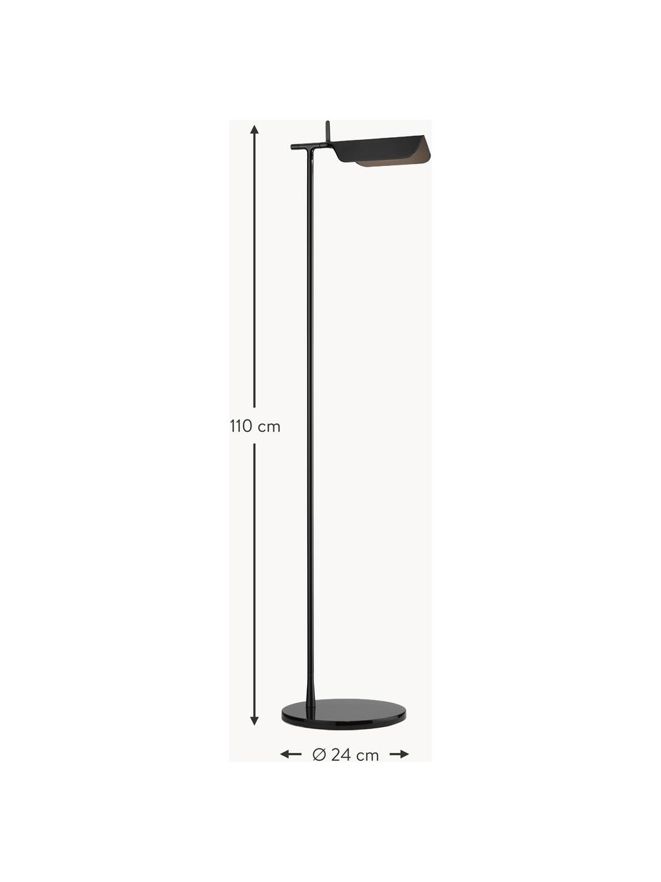 Lámpara de pie pequeña para lectura LED regulable Tab, Pantalla: plástico, Estructura: aluminio recubierto, Negro, Al 110 cm