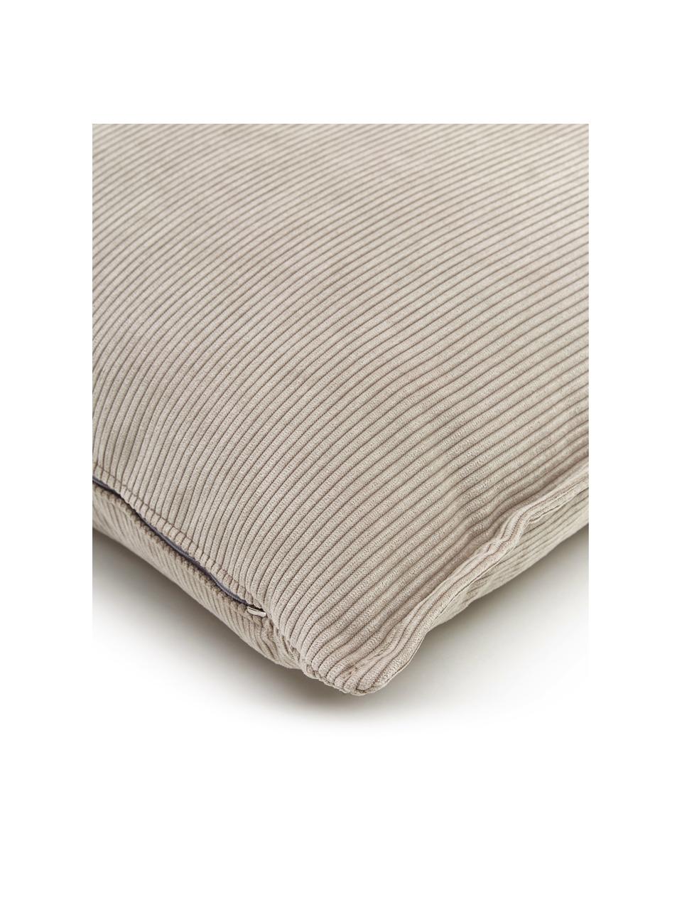 Cord-Sofa-Kissen Lennon, Bezug: Cord (92 % Polyester, 8 %, Cord Hellbeige, B 60 x L 60 cm