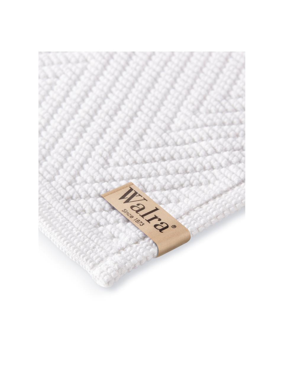 Tapis de bain coton avec motif chevrons Soft, Blanc