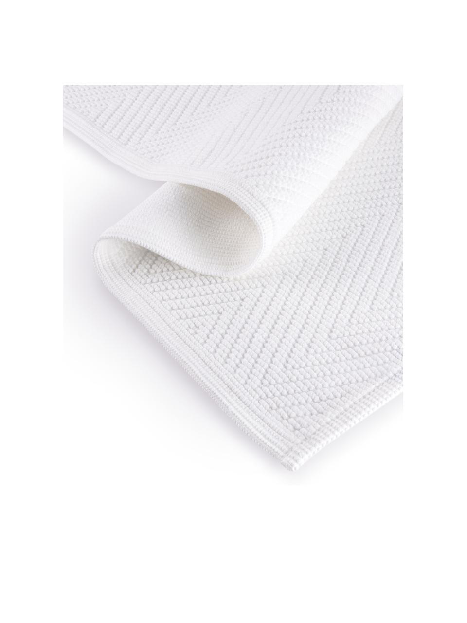Tapis de bain coton avec motif chevrons Soft, Blanc