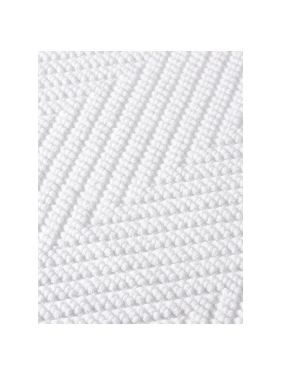Zachte katoenen badmat met visgraatmotief., Katoen, Wit, 60 x 100 cm